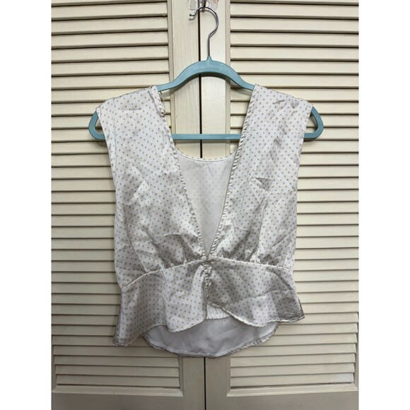 1.State Womens Bon Voyage Satin Polka Dot V-Back Blouse Top BHFO 3536 SIZE M - Picture 3 of 7